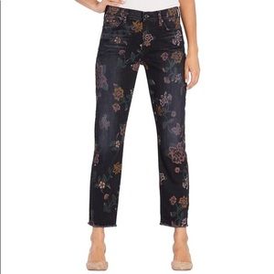 7FAMK 7 For All Mankind Womens Roxanne Floral Skinny Ankle Jeans On Noir size 30